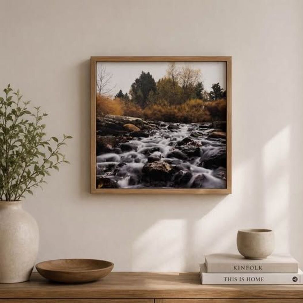 Framed River Landscape Wall Art